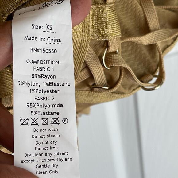 House of CB London Bandage Chain Dress Feodora Long Sleeve In Golden Size XS NWT - Picture 9 of 10